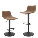FINNHOMY BAR STOOL SWIVEL ADJUSTABLE SET OF 2 VINTAGE LEATHER - RETRO BROWN - Like New