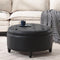 IMMULIZE 30" Ottoman Modern Button Circle Storage Coffee PU Leather - BLACK - Like New