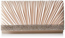 JESSICA MCCLINTOCK CHLOE SATIN PLEATED RHINESTONE CLUTCH PURSE 4"X8"X2 CHAMPAGNE - Brand New