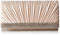JESSICA MCCLINTOCK CHLOE SATIN PLEATED RHINESTONE CLUTCH PURSE 4"X8"X2 CHAMPAGNE - Brand New