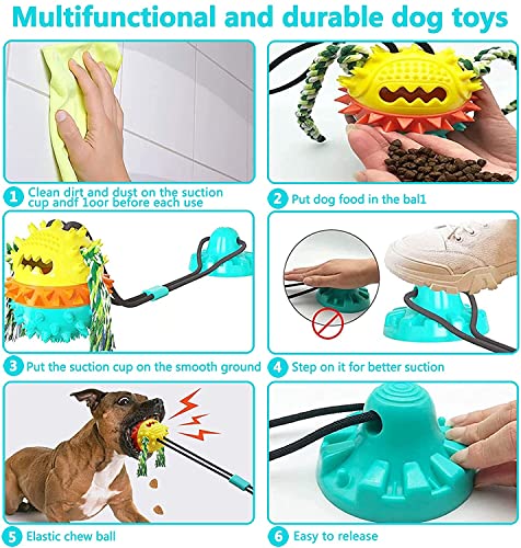 Pet Dog Silicone Molar Toy,Dog Rope Ball Pull Toy Sucker Multifunctional - Like New