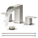 FORIOUS Bathroom 3 Hole Brushed Nickel Waterfall Sink Faucet Pop-up Drain - Like New