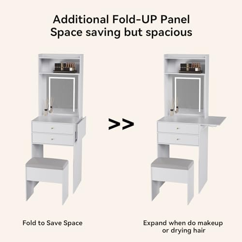 ARTETHYS Small Vanity Desk Set with 3 Adjustable Lighted Mirror and Storage - Like New