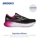 BROOKS WOMEN'S GLYCERIN 20 NEUTRAL RUNNING SHOE BLACK/FUCHSIA/LINEN - 12 - Like New