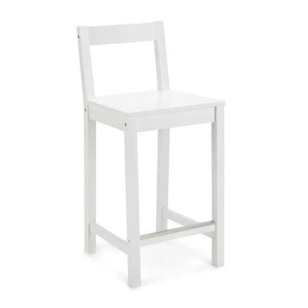 AMAZON BASICS WOODEN BAR STOOL WITH BACKREST 24" 1 UNIT - WHITE - Brand New