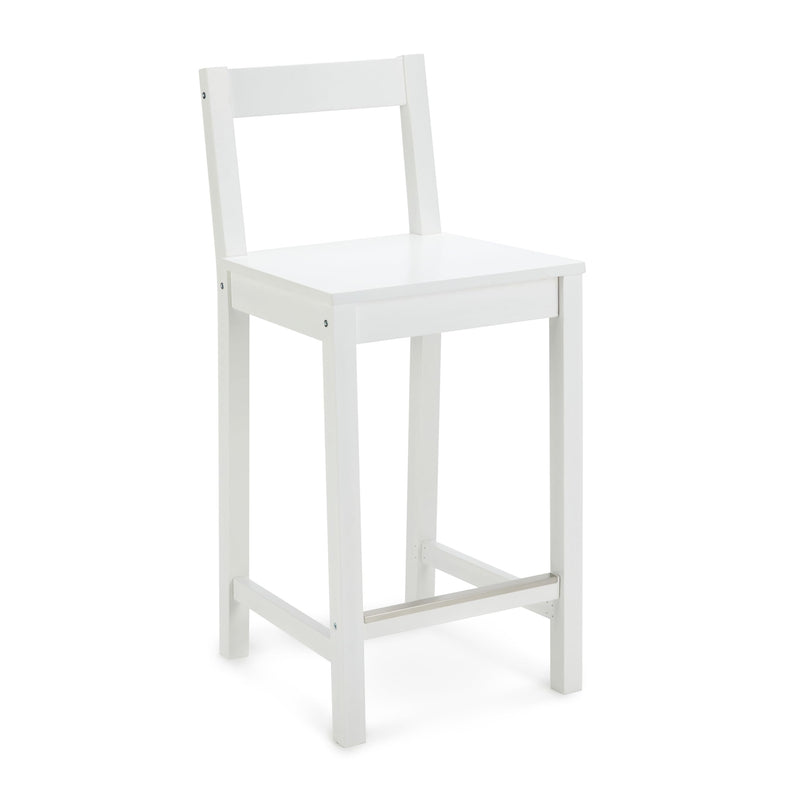 AMAZON BASICS WOODEN BAR STOOL WITH BACKREST 24" 1 UNIT - WHITE - Brand New