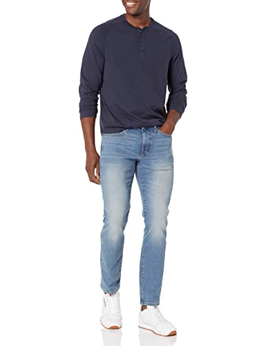 AMAZON ESSENTIALS HENLEY SLEEVE SHIRT REGULAR MENS HENLEY NAVY M - Brand New