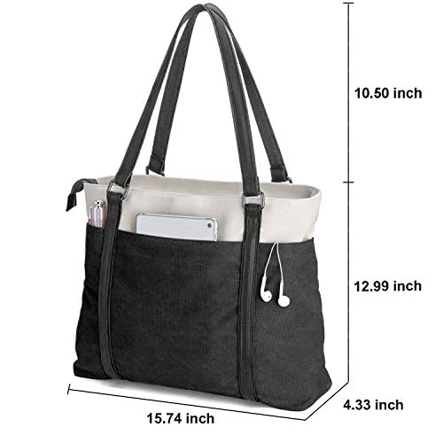 BAG WIZARD WOMEN'S WORK BAG WITH LAPTOP COMPARTMENT TEACHER TOTES PURSE - BLACK - Like New