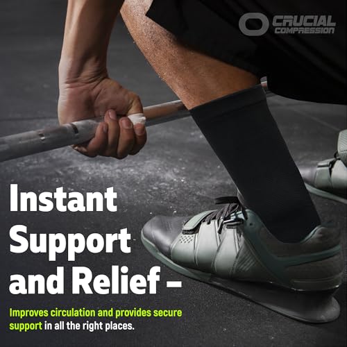 CRUCIAL COMPRESSION ANKLE BRACE COMPRESSION SUPPORT SLEEVE 1 PAIR MEDIUM - Like New