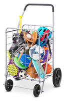 Whitmor Deluxe Utility Foldable Shopping Cart with Wheels 100 Lb Capacity Gray - Like New
