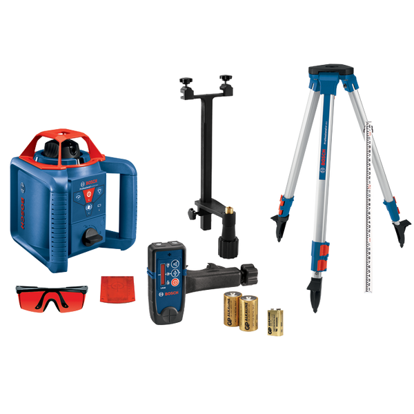 BOSCH 800FT ROTARY LASER LEVEL COMPLETE KIT SELF LEVELING - BLUE/RED - Like New