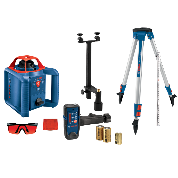 BOSCH 800FT ROTARY LASER LEVEL COMPLETE KIT SELF LEVELING - BLUE/RED - Like New