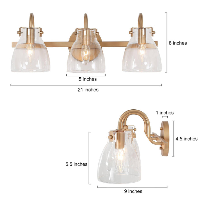 SCROPIS 3-LIGHT GOLD BATHROOM VANITY LIGHT - GOLD - Like New