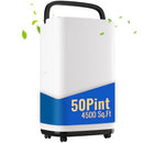 WANAI 50 PINT PORTABLE DEHUMIDIFIER WITH DRAIN HOSE FOR BASEMENTS 4,500 SQ FT - Like New