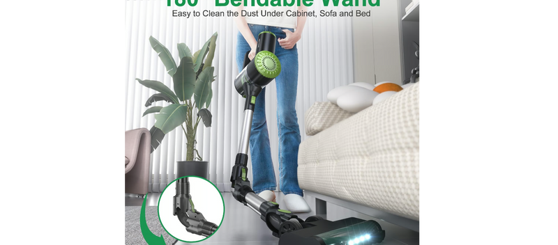 PRETTYCARE 6 in 1 Lightweight Stick, 180° Bendable Wand, Cordless Vacuum Cleaner Like New