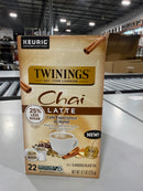 TWININGS CHAI LATTE BLACK TEA SINGLE SERVE K-CUP PODS KEURIG 22 CTS 1 PACK - Brand New