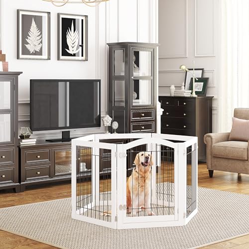 PAWLAND 144"x30" Extra Wide 6 Panels Freestanding Wire Pet Safety Fence - White - Like New