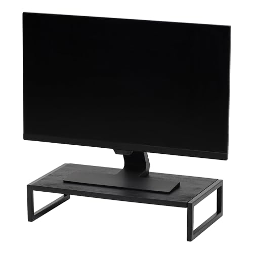 REALSPACE ACADIA WOOD/METAL MONITOR STAND, 4-1/2"H X 21-1/2"W X 10"D - BLACK - Brand New