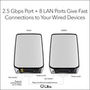 Orbi 850 Series Tri-band WiFi 6, 6Gbps, Router + Satellite RBK852-100NAR - WHITE - Like New