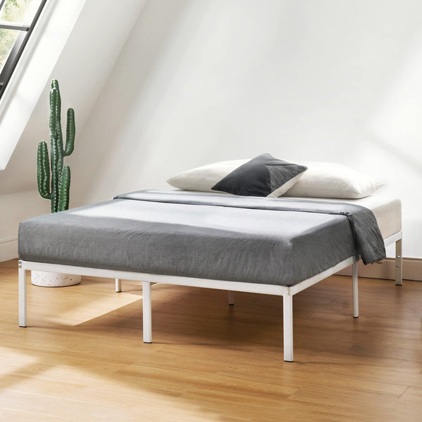 BEST PRICE MATTRESS 14 INCH METAL PLATFORM BED WHITE-FULL - WHITE - Like New