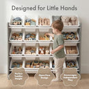 HUMBLE CREW KIDS TOY ORGANIZER WITH 16 BINS, 4 TIER STORAGE WO701 - GRAY/WHITE - Like New