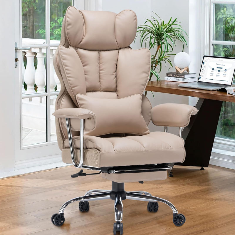 Efomao Desk Office Chair 400LBS, Big and Tall Office Chair, PU Leather - Like New