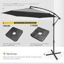 FRUITEAM 10FT PATIO OFFSET CANTILEVER UMBRELLA CRANK - GRAY - Like New