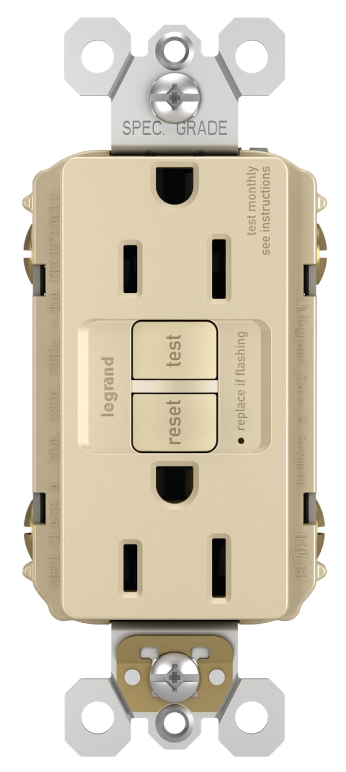 PASS & SEYMOUR LEGRAND RADIANT 15AMP GFCI SELF TEST DECORATOR DUPLEX - IVORY - Like New