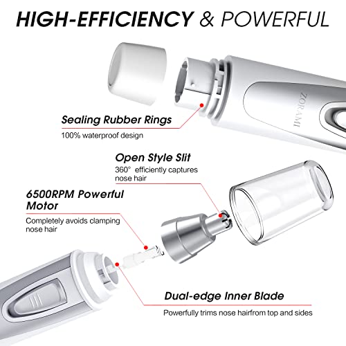 ZORAMI Ear & Nose Hair Trimmer Clipper Painless Eyebrow Hair Men Women - WHITE - Like New
