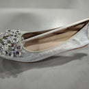 KOSSECO WOMEN'S SHIMMERING SILVER EMBELLISHED FLATS - SIZE: 11 (EU W43) - SILVER - Like New