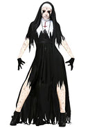 Adult Dreadful Nun Costume, Undead Sister Mary Catherine, Halloween Small Black - Brand New
