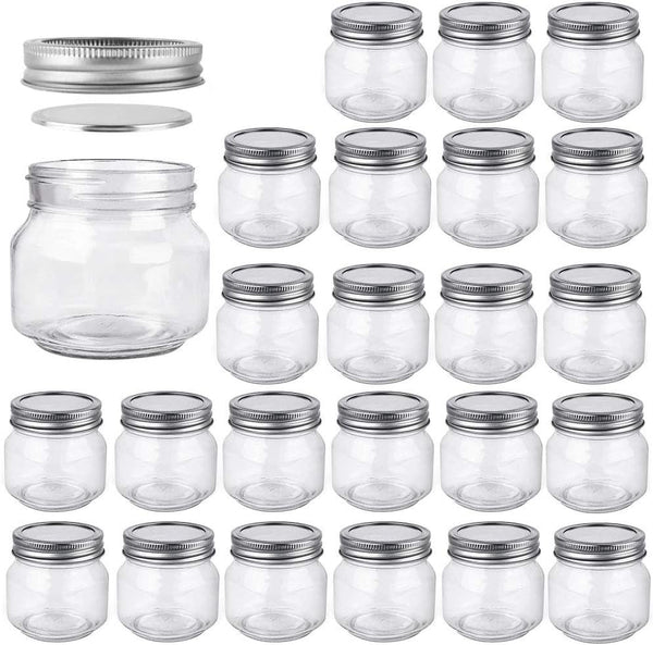 Betrome 8 oz Mason Jars, 24 Pack 240ml Glass Canning Jars, Mouth Lids - Clear Like New