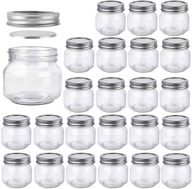 Betrome 8 oz Mason Jars, 24 Pack 240ml Glass Canning Jars, Mouth Lids - Clear - Like New