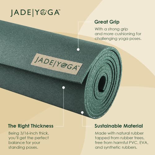 JadeYoga Harmony Yoga Mat - Durable & Thick Gym Fitness - 68" - Jade Green - Like New