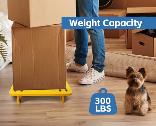 MAXWORKS 50840 HIGH VISIBILITY YELLOW 300-LB CAPACITY MOVERS DOLLY - YELLOW - Like New