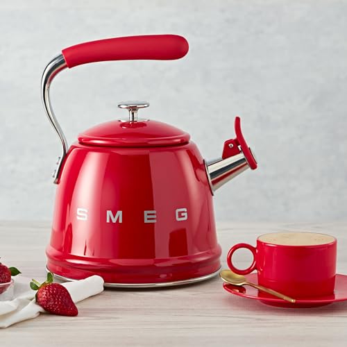 SMEG RETRO STOVETOP WHISTLING KETTLE 2.3L-2.5Q CKLW2001RD - RED - Like New