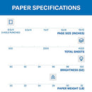 HAMMERMILL PRINTER PAPER PREMIUM COLOR 28 LB COPY 3 HOLE 8 REAM 102500C - WHITE - Brand New