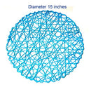 Round Paper Fiber Woven Place Mats 15" Natural Set of 12 B01LZ6Q3QE - Turquoise - Brand New