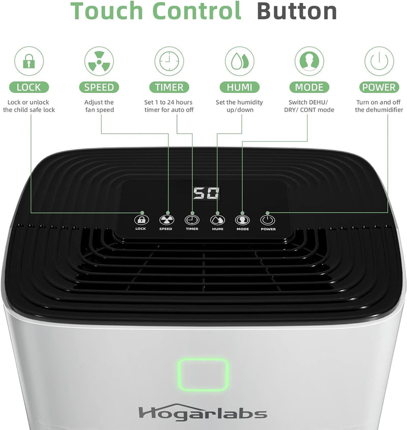 HOGARLABS 50 Pint Dehumidifiers PD08G - White - Scratch & Dent