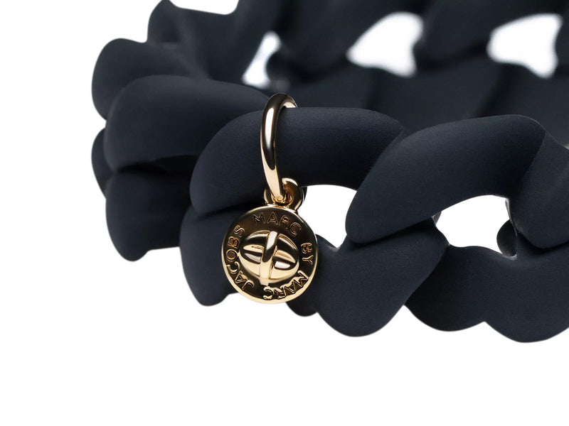 MARC BY MARC JACOBS TURNLOCK RUBBER STRETCH BRACELET - BLACK - Brand New
