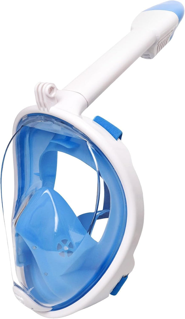 UNIGEAR SNORKEL MASK FULL FACE - SIZE: MEN LARGE/XL - WHITE/BLUE - Like New
