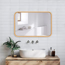 FUWU HOME 1 PACK WOOD BATHROOM MIRROR WALL 18" x 24" FARMHOUSE - NATURAL WOOD - Like New