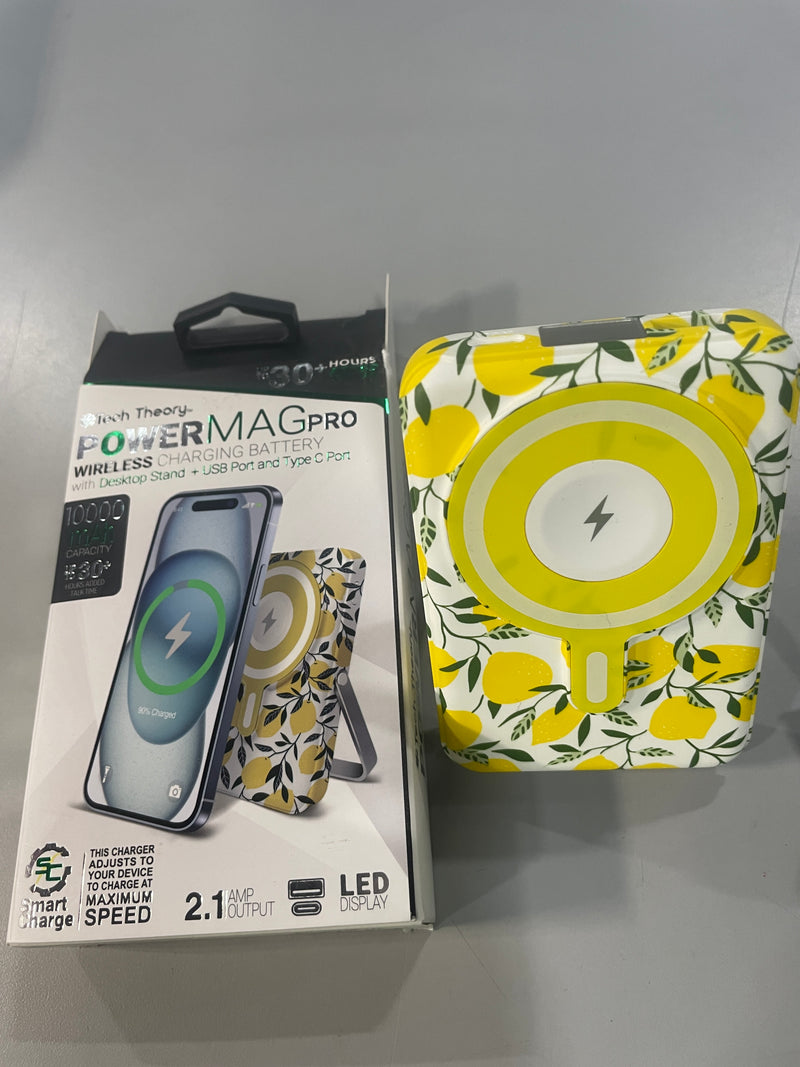 TECH THEORY POWERMAG PRO 10,000 MAH WIRELESS CHARGING BATTERY - LEMONS - Like New