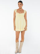 PRINCESS POLLY CARLITA MINI DRESS - SIZE: WOMEN 8 - YELLOW - Brand New