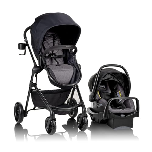 EVENFLO PIVOT MODULAR TRAVEL SYSTEM WITH LITEMAX INFANT CAR SEAT (Casual Gray) - Like New