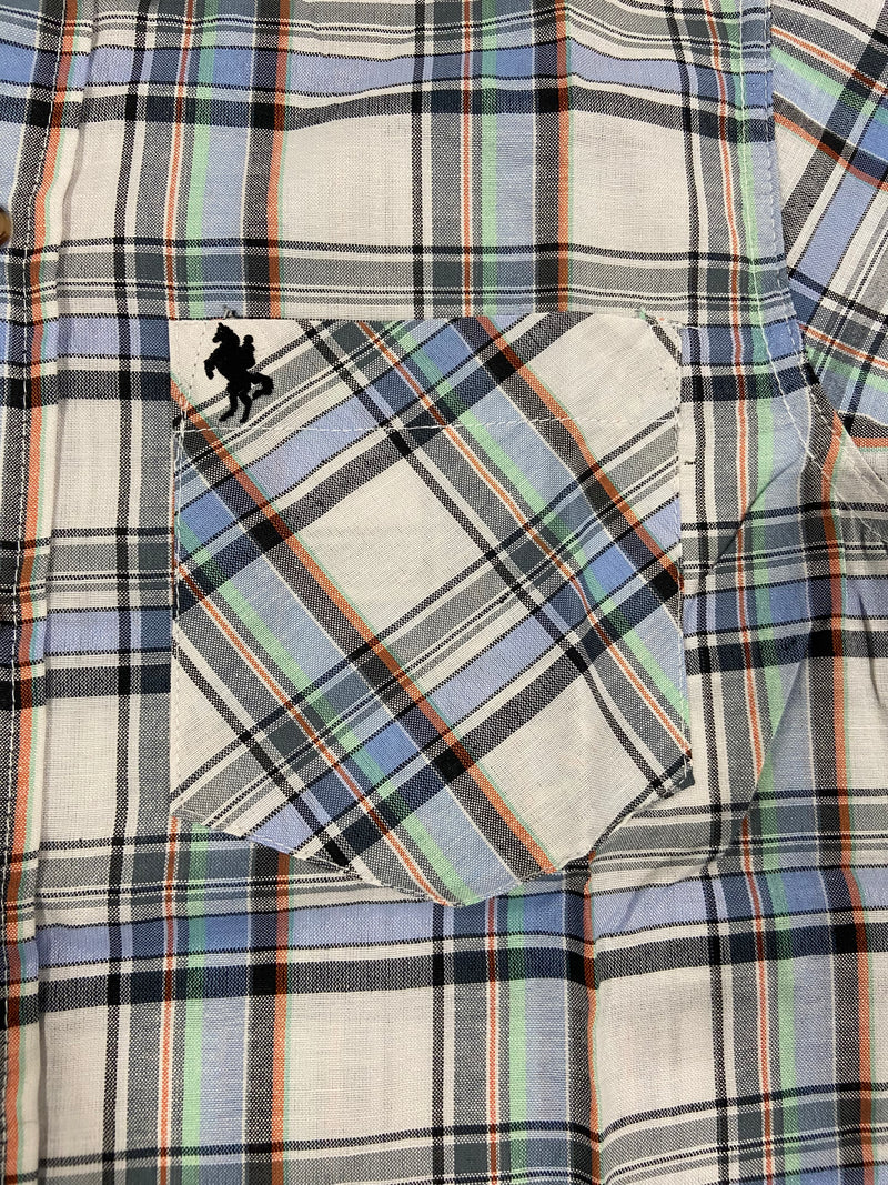 BLACK HORSE MEN'S S/S WOVEN PLAID SHIRT - MENS SMALL - MULTICOLOR WOVEN PLAID - Brand New