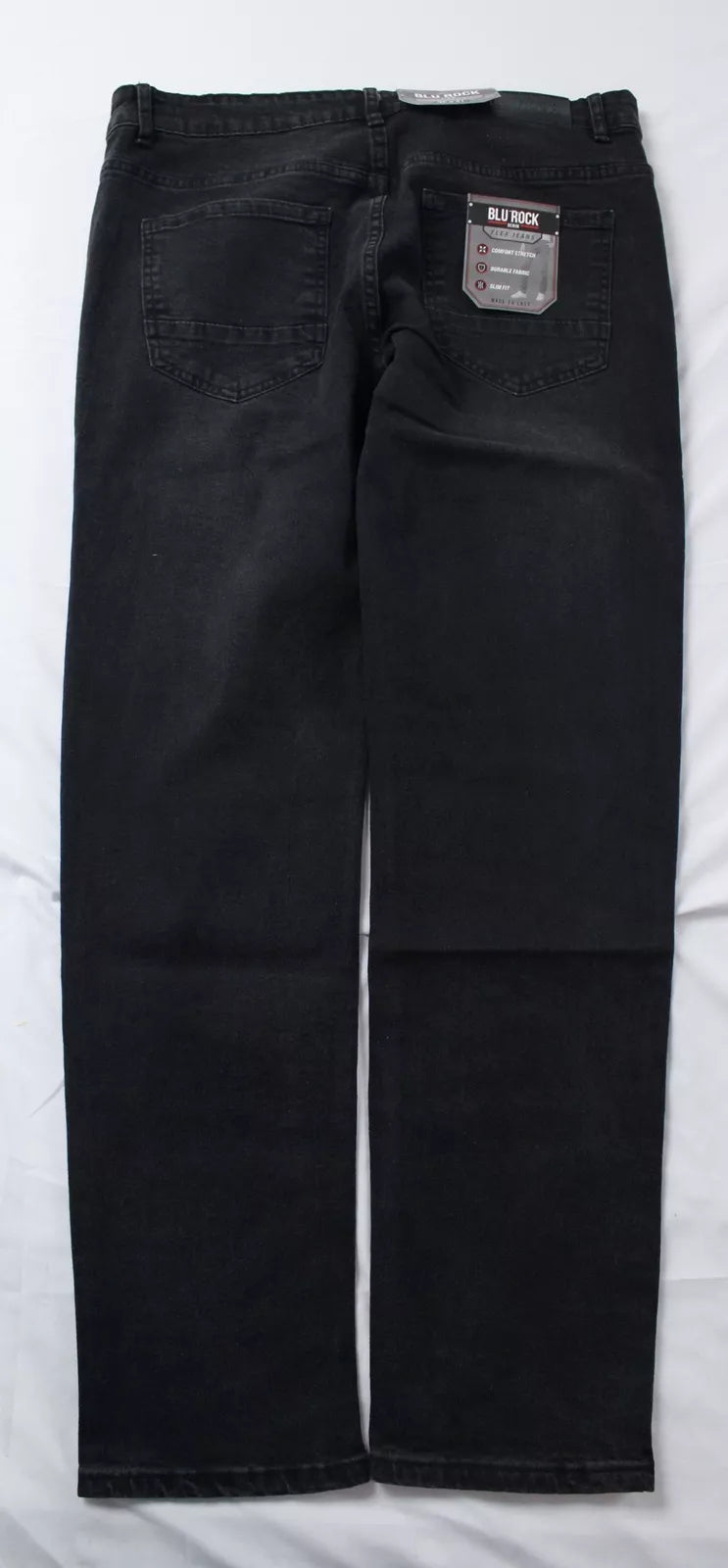 BLU ROCK MEN'S CASUAL FLEX STRETCH SLIM STRAIGHT JEANS - SIZE: MEN 32X31 - BLACK - Brand New