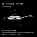HEXCLAD 10 INCH HYBRID NONSTICK FRYING PAN STAY-COOL HANDLE DISHWASHER - BLACK - Like New