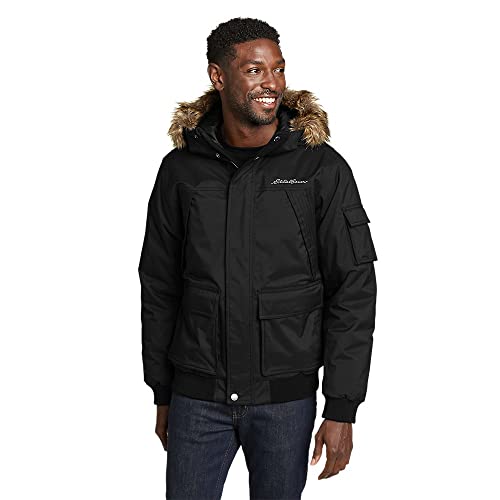 EDDIE BAUER MEN'S SUPERIOR DOWN WATERPROOF BOMBER JACKET LARGE - BLACK - Like New