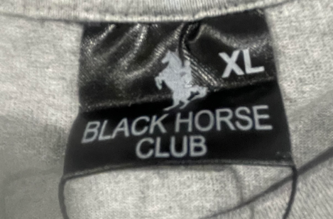 BLACK HORSE CLUB MEN'S CREW SHIRT - SIZE: MEN XL - GRAY - Like New